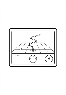 Voir le coloriage Radars de navigation affichant la trajectoire de vol en 3D