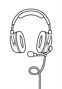 Voir le coloriage Casque audio de pilote professionnel avec micro suspendu