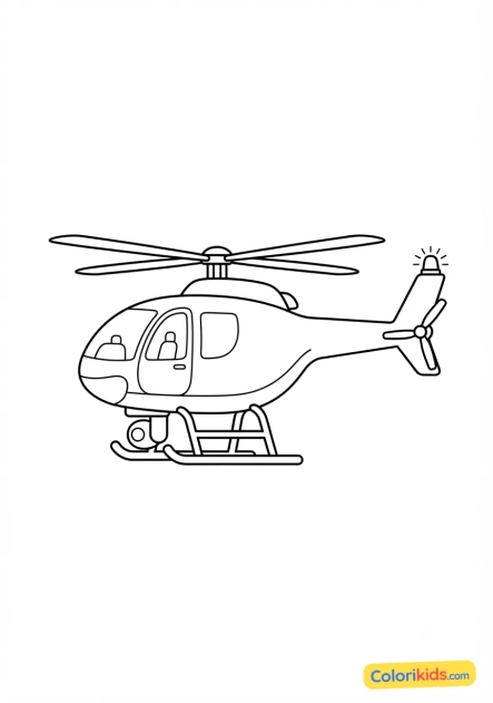 Coloriage à imprimer : hélicoptère de surveillance aérienne