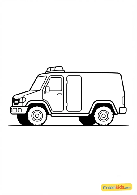 Coloriage à imprimer : camionnette de transport de la brigade