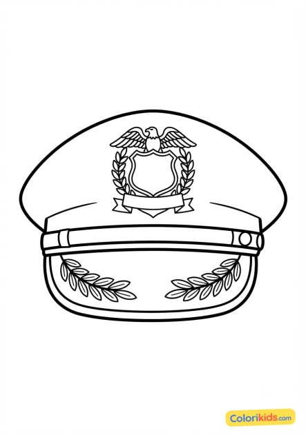 Coloriage à imprimer : casquette de police brodée