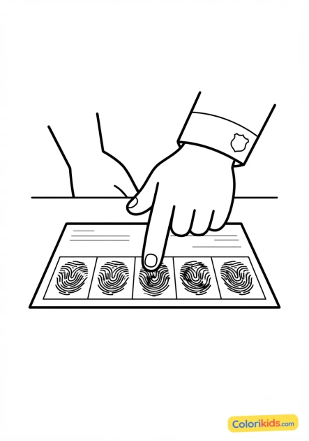 Coloriage à imprimer : empreintes digitales sur un document
