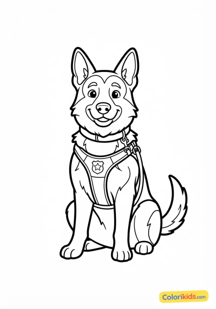 Coloriage à imprimer : chien policier berger allemand