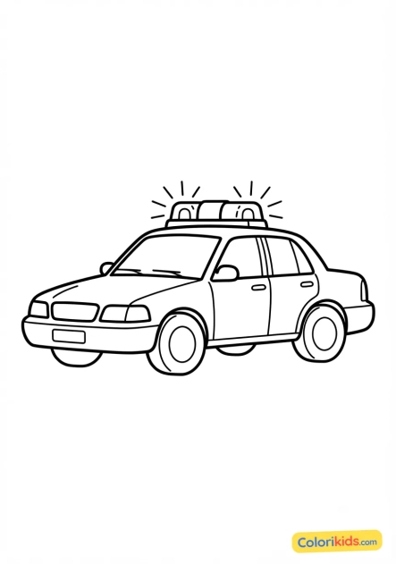 Coloriage à imprimer : voiture de police tous gyrophares