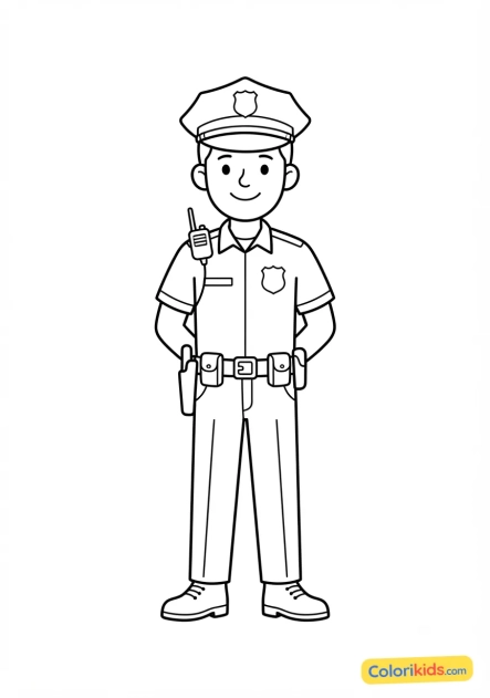 Coloriage à imprimer : officier de police en uniforme
