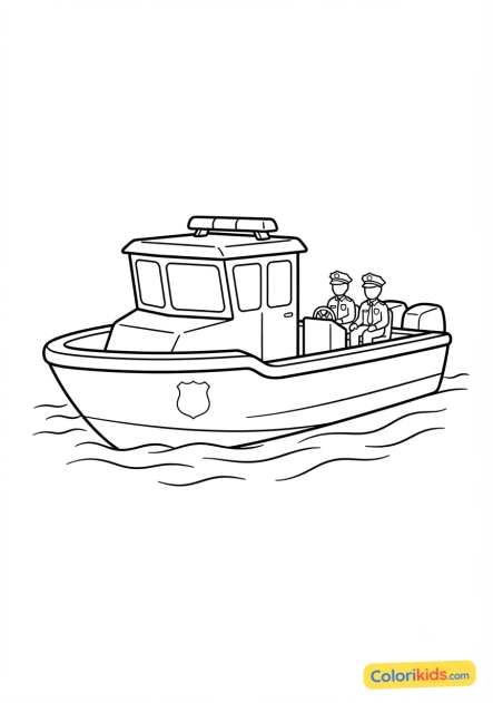 Coloriage à imprimer : bateau de patrouille fluviale
