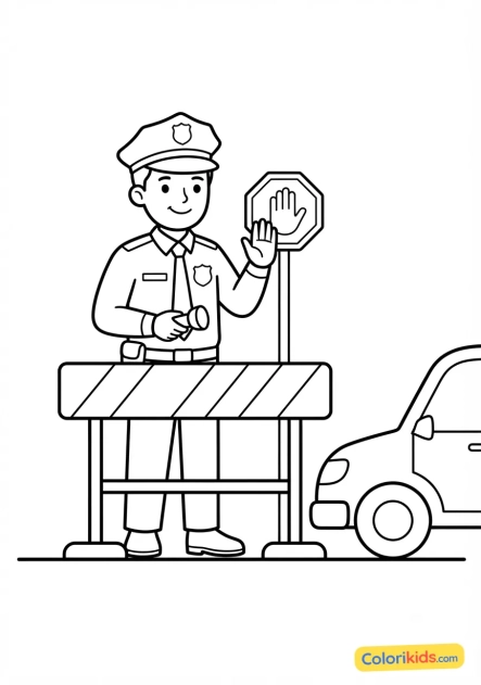 Coloriage à imprimer : barrière de contrôle routier