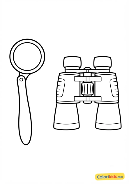 Coloriage à imprimer : lorgnette et jumelles de surveillance