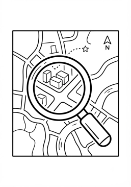Coloriage Loupe d'enquêteur sur une carte