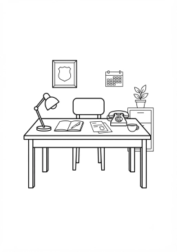 Coloriage Bureau de l'inspecteur de police