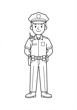 Coloriage Officier de police en uniforme
