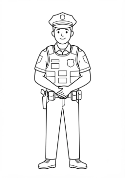 Coloriage Policier avec son gilet pare-balles