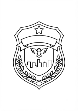 Coloriage Badge de police métallique brillant