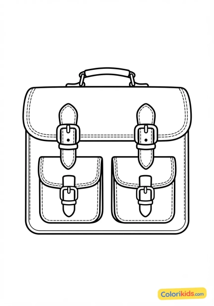 Coloriage à imprimer : cartable de classe en cuir