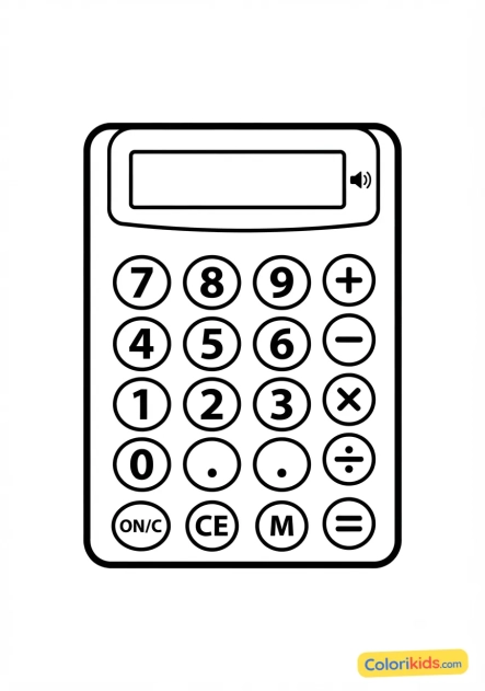 Coloriage à imprimer : calculatrice écolier classique