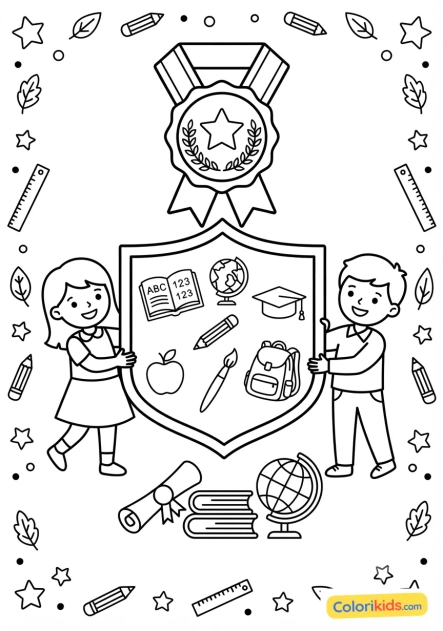 Coloriage à imprimer : diplôme de fin d'année scolaire