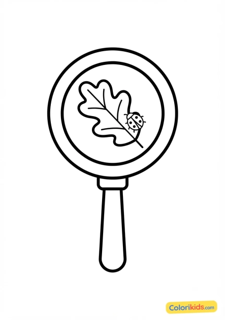 Coloriage à imprimer : loupe d'étude de la nature