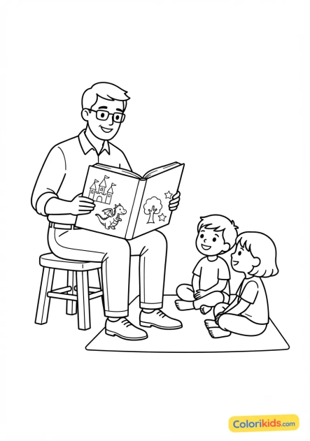 Coloriage à imprimer : livre de contes ouvert