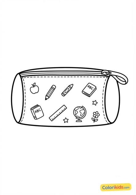 Coloriage à imprimer : trousse ronde en tissu