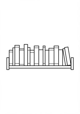 Coloriage Étagère remplie de manuels scolaires