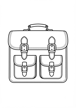 Coloriage Cartable de classe en cuir