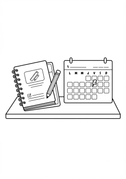 Coloriage Bloc-notes et calendrier de classe