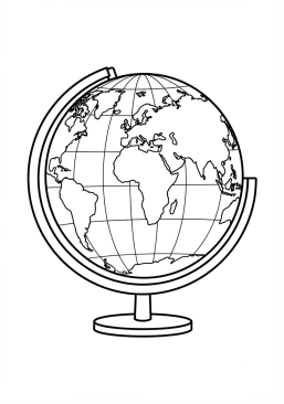 Coloriage Globe terrestre de géographie