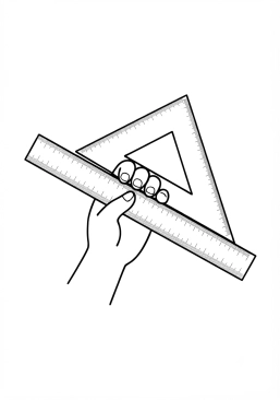 Coloriage Règle graduée et équerre géométrique