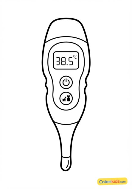 Coloriage à imprimer : thermomètre médical vétérinaire numérique