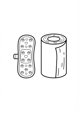 Voir le coloriage Pansement coloré et rouleau de bandes adhésives