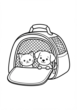 Voir le coloriage Panier de transport confortable pour chaton et petit chien