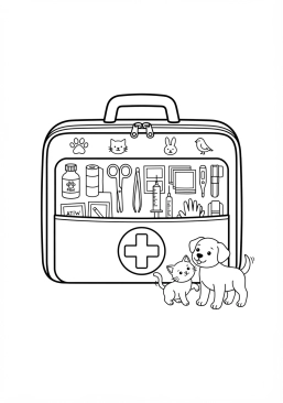 Voir le coloriage Trousse de premiers secours d'urgence pour animaux