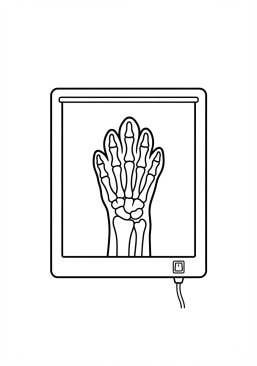 Voir le coloriage Radiographie vétérinaire illuminée sur un négatoscope