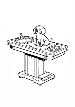 Voir le coloriage Table d'examen vétérinaire en inox brillant