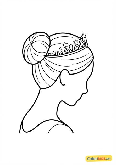 Ausmalbild zum Ausdrucken: dutt einer Tänzerin mit Diadem