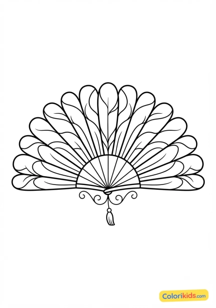 Dibujo para colorear para imprimir: abanico de plumas para ballet estilizado