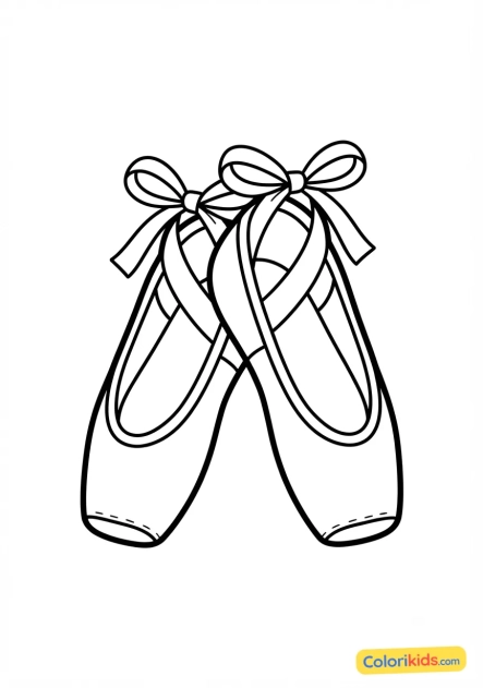 Ausmalbild zum Ausdrucken: paar rosa Balletspitzenschuhe