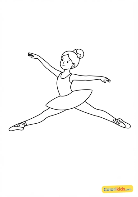 Ausmalbild zum Ausdrucken: spektakulärer großer Jeté-Sprung