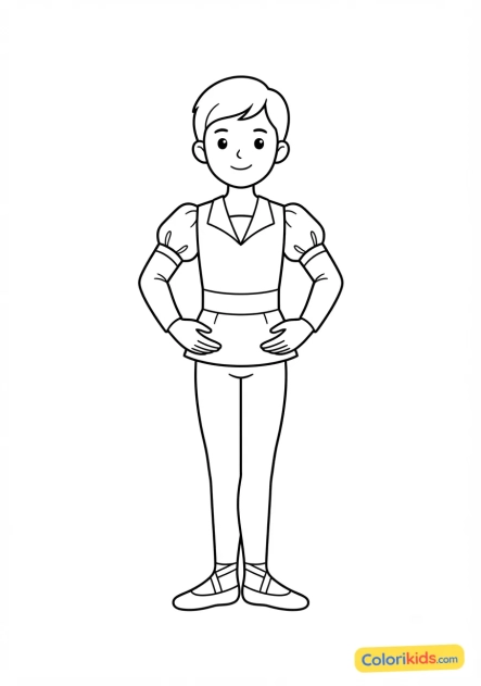 Dibujo para colorear para imprimir: joven bailarín clásico en traje