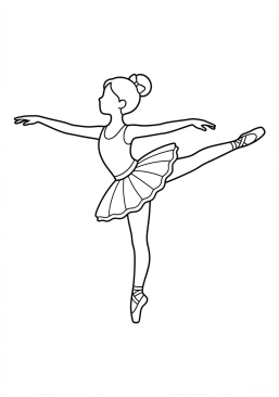 Ausmalbild zum Ausdrucken von klassische Balletttänzerin in Arabesque-Pose