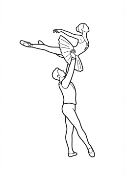 Ausmalbild zum Ausdrucken von akrobatischer Paartanz-Hebefigur