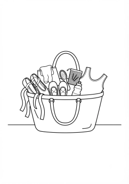 Ausmalbild zum Ausdrucken von tanz-Tasche mit Zubehör und Strumpfhosen