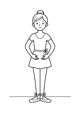 Ausmalbild zum Ausdrucken von tanzschülerin im Trikot