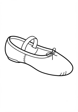 Ausmalbild zum Ausdrucken von weicher Ballettschlappen aus Stoff