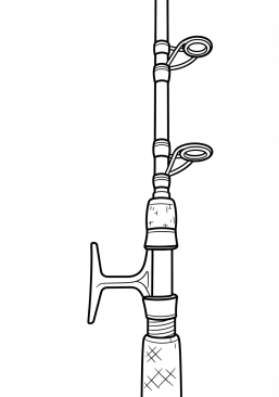 Voir le coloriage Attache de moulinet et anneaux de canne à pêche vus en gros plan artistique