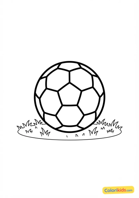 Desenho para colorir para imprimir: bola de futebol clássica no gramado do estádio