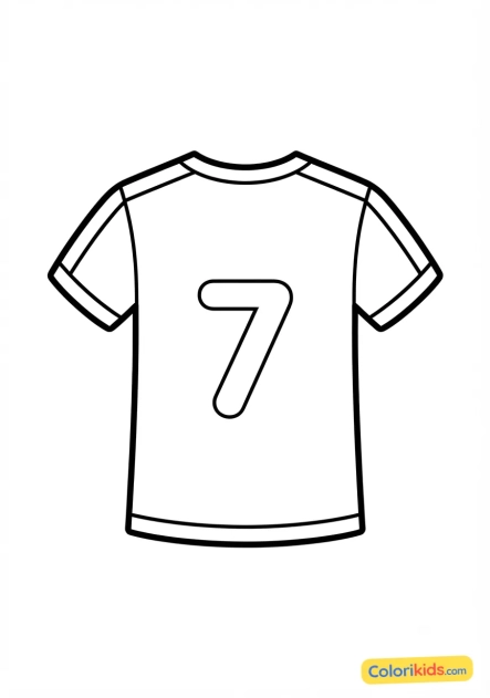 Ausmalbild zum Ausdrucken: personalisiertes Fußballtrikot mit Nummer