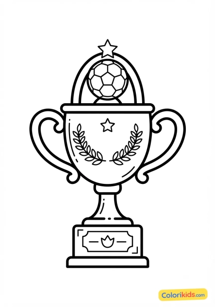 Desenho para colorir para imprimir: troféu brilhante da copa do campeão