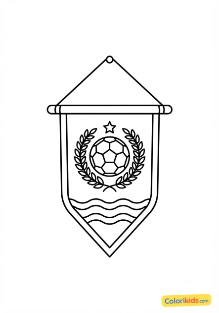 Desenho para colorir para imprimir: flâmula de clube de futebol pendurada na parede