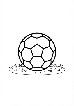 Ausmalbild zum Ausdrucken von klassischer Fußball auf dem Stadionrasen